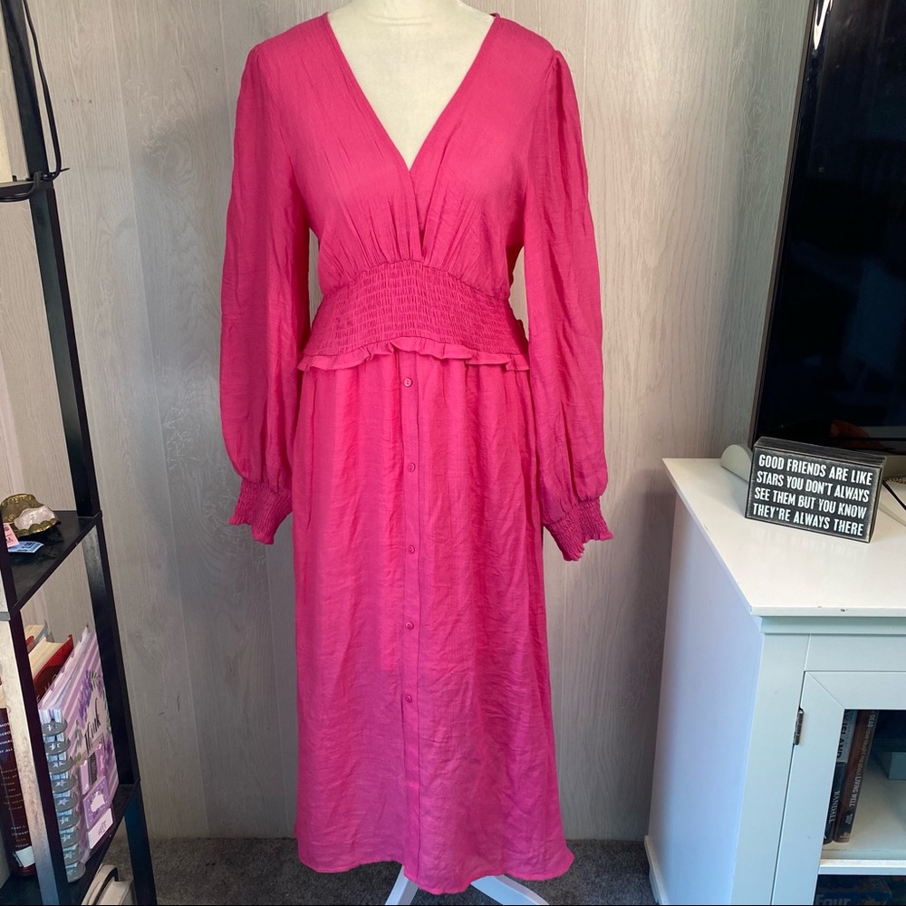 Lulu’s•Pink Maxi Dress•Smocking•Size S